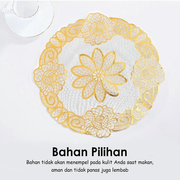"New" [COD] Loyal Bosque Taplak Meja Tamu Bulat Gold dan Silver Anti Air 50CM Round / Taplak Meja