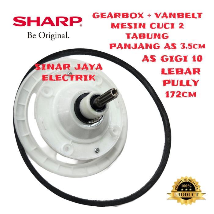 [ Sharp Es-T99Sj ] Set Gearbox + Vanbelt Mesin Cuci Sharp 2 Tabung Gigi 10 Premium