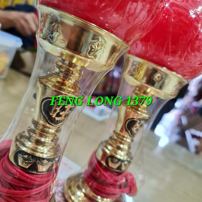 Lampu Altar Puja Sembahyang Buah Peach Kuningan Taiwan 25Cm