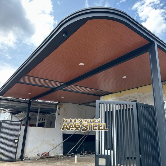 Kanopi Plapon PVC Holo 5x10 4x8 Atap UVC Single Layerd Baja Besi Plafon Fleksibel Kuat Mewah