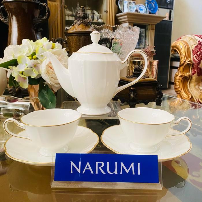 Tea Pot Tea Cup Saucer Narumi White Gold Tea Set Mewah Cantik