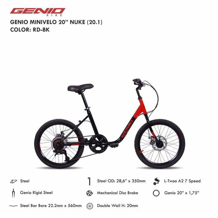 Sepeda Lipat Minion Genio Minivelo 20 inch Nuke 20.1 7 speed Garansi