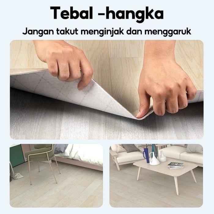 Karpet Vinyl Lantai Tebal Premium Lebar 2 Meter Bahan PVC Anti Air Anti Panas Motif Kayu