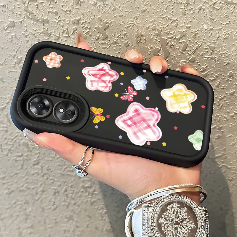 Casing Hp OPPO A17 OPPO A17K Case Casing Donut anjing pola Kasus HP Tangga Langit Mewah Silikon Soft