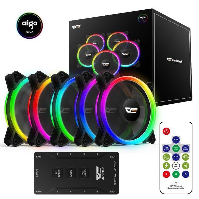 AIGO DARKFLASH DR12 PRO 5IN1 DOUBLE RING FAN RGB (5 PACK)