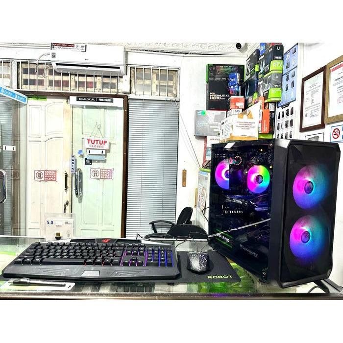 RAKITAN PC GAMING SIAP PAKAI I5 1040F0 RAM 16GB RX580 SSD+HDD 756GB PC ONLY BEKAS