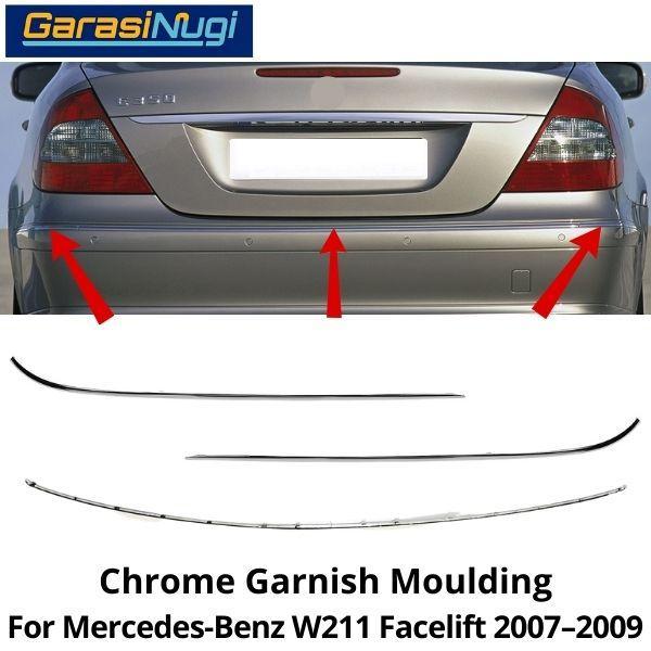 Rear Chrome Mercy W211 Facelift Bumper Trim Moulding Belakang E200