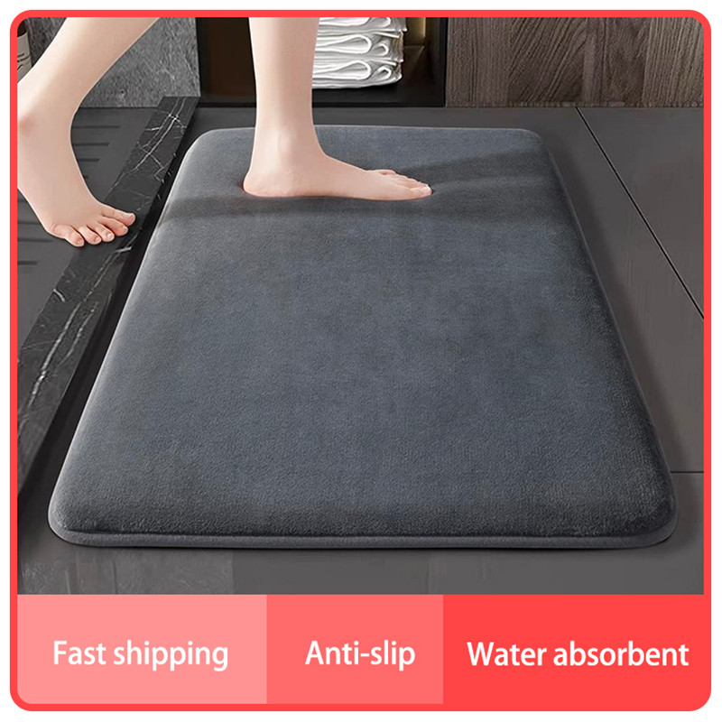 Absorbent Floor Mat Non Slip Bath Mat Anti Slip Coral Velvet Bathroom Floor Mat Door Mat Home