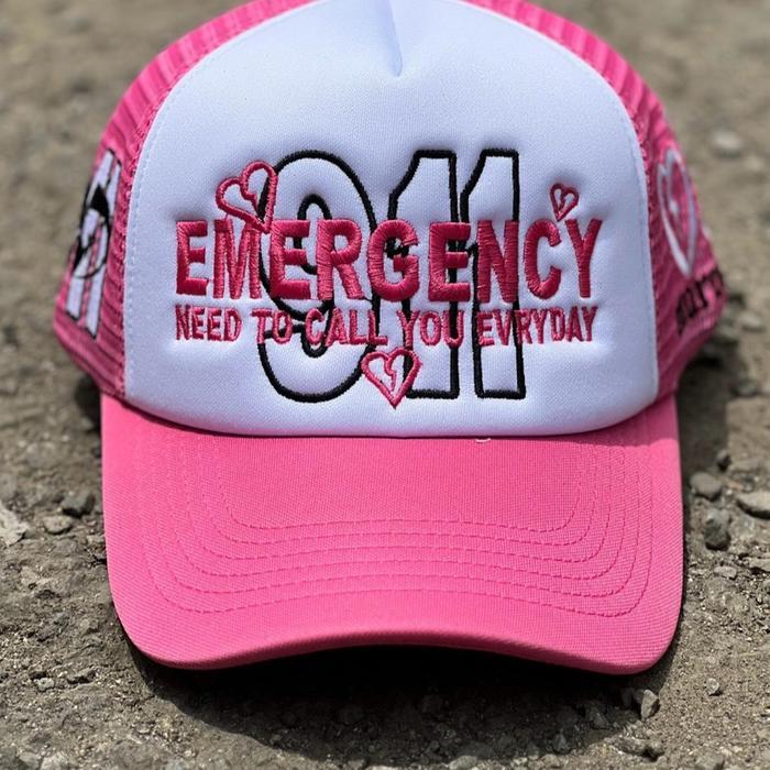 Marcher.ltd Trucker Hat Gancy Rosa / Topi Jaring Pink 911 Pria Wanita Unisex Cap