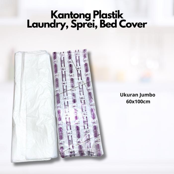 ASLI Kantong plastik laundry jumbo 60x100cm/Plastik laundry transparan/plastik sprei besar ISI 100