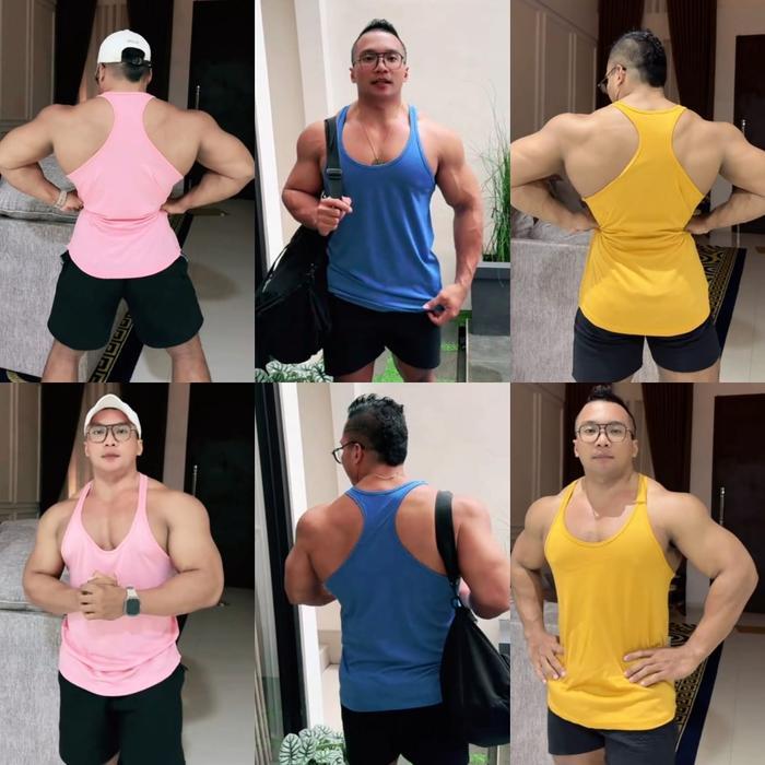 "New" SINGLET GYM PRIA TALI KECIL KATUN STRINGER POLOS OVERSIZE BESAR BINAGARA SIZE TANKTOP OLAHRAGA