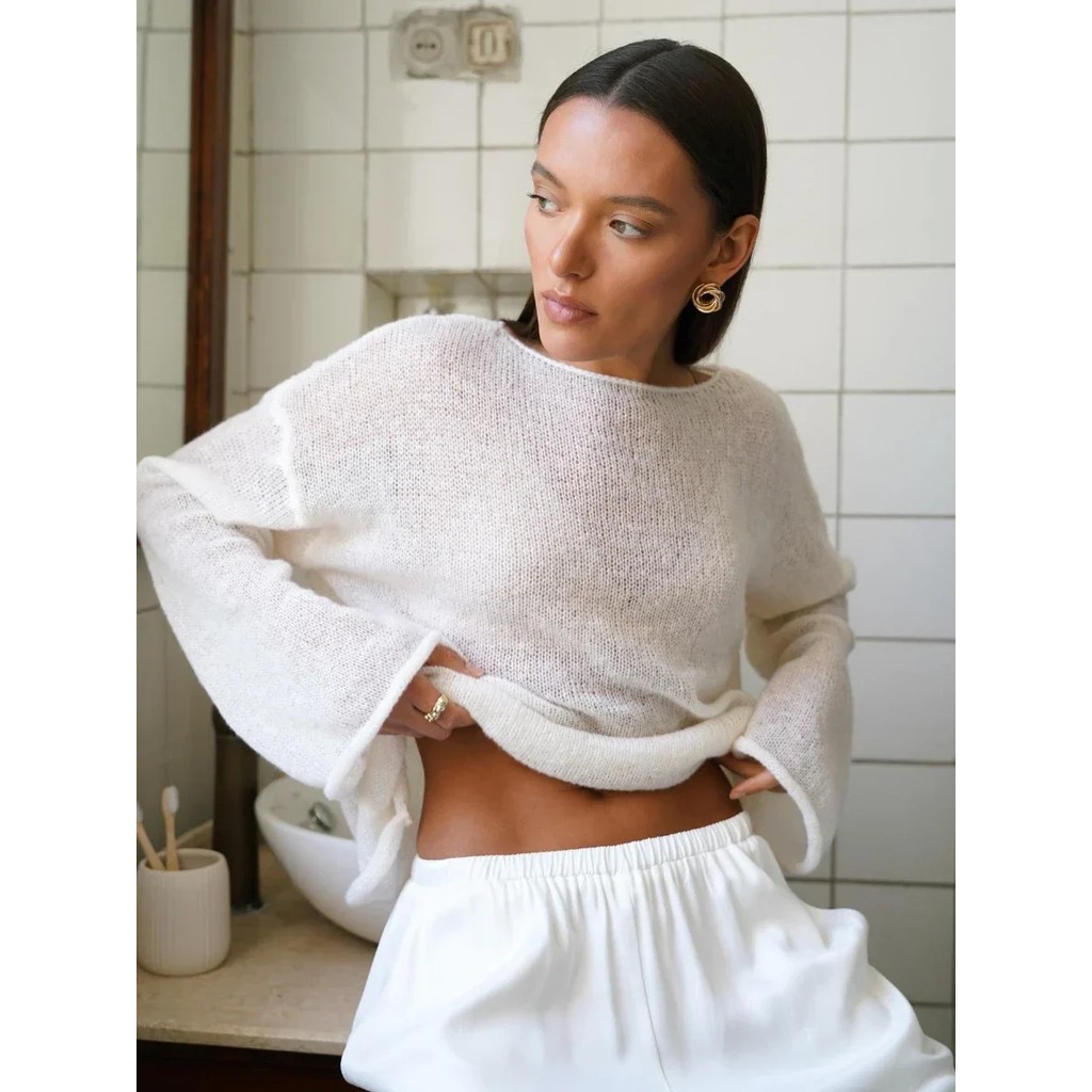 Bornladies Elegant Sweater Women Summer Autumn Casual Fashion Loose Women Pullovers Chic Pink White