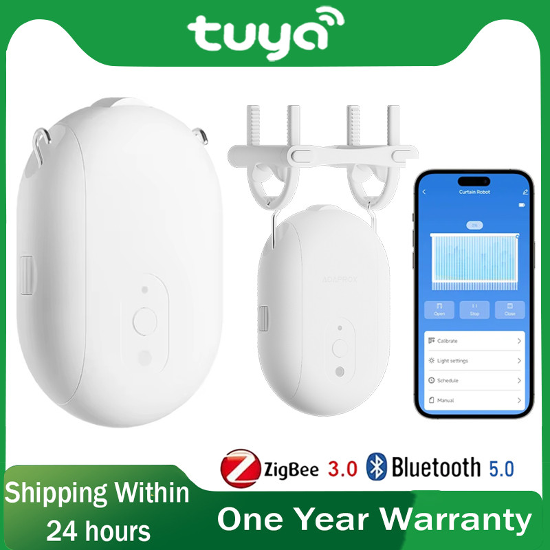 Tuya Robot Curtain Motor with Hooks Bluetooth/Zigbee Smart Curtain Pusher Robot Tuya Rail Curtain