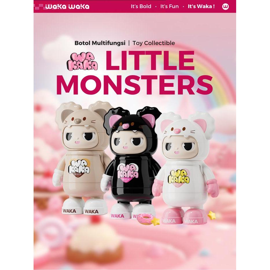WAKA WAKA Little Monsters Bottle Vacuum Insulated Termos 400ml Botol Minum Tumbler Karakter Lucu