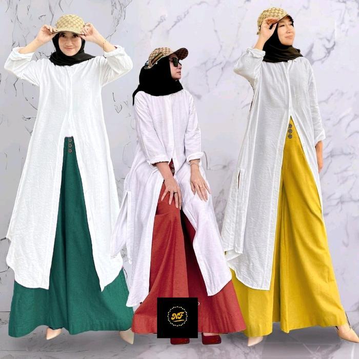 MILADIA Kemeja tunik kemeja tunik panjang kemeja wanita Tunik wanita kemeja polo linen kemeja Katun