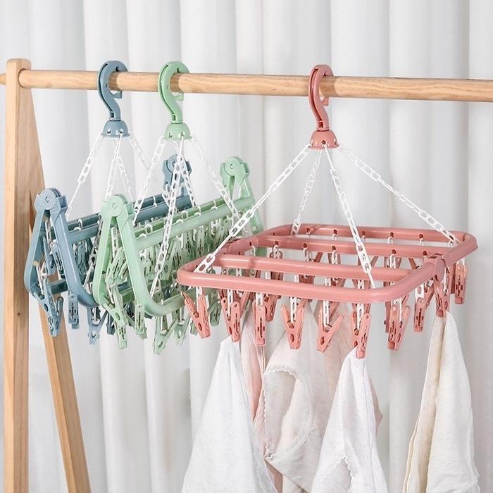 Zey Gantungan Jemuran Serbaguna 32 Jepit - Hanger Kaos Kaki, Celana Dalam, Bra, Dan Pakaian Bayi