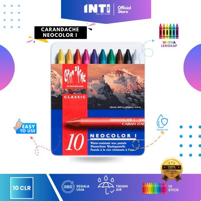 CRAYON CARANDACHE NEOCOLOR I /1 10 Warna set10 ANTI AIR Alat Cat Krayon