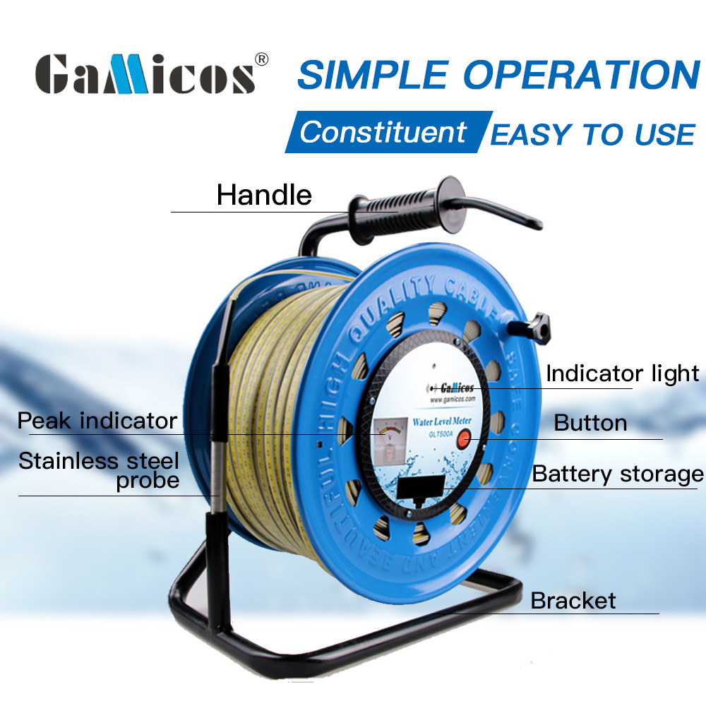 GLT500A  Customized Range 14mm Probe 300m Deep Well Water Level Meter