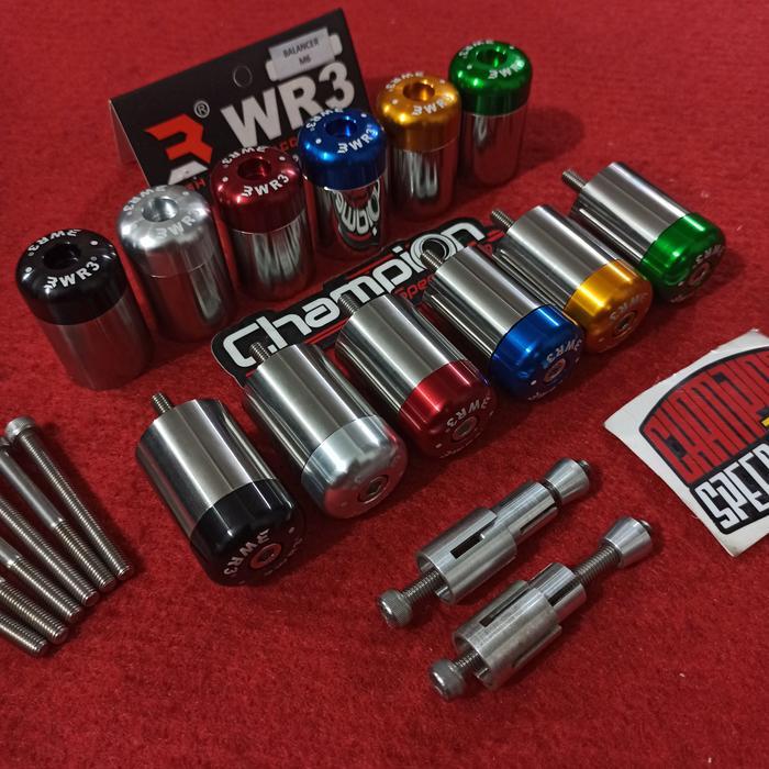 BAR END JALU BALANCER STANG WR3 M6 BAUT 10 + ADAPTER JALU STANG WR3