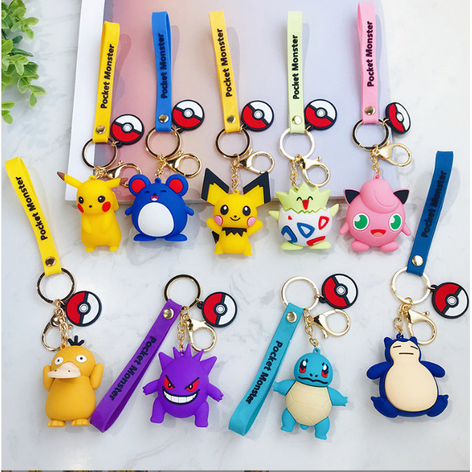Pokemon Keychain Pikachu Anime Action Figure Toy Kawaii Cartoon Fashion Charmander Psyduck Doll