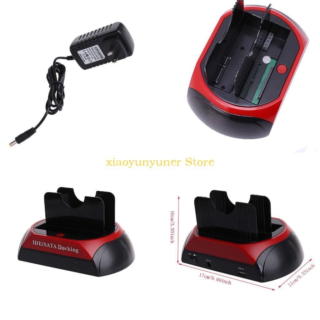 P9JB Aluminum Hard Drive Docking Station, USB 2.0 to SATA IDE Dual Bay External HDD Dock Caddy