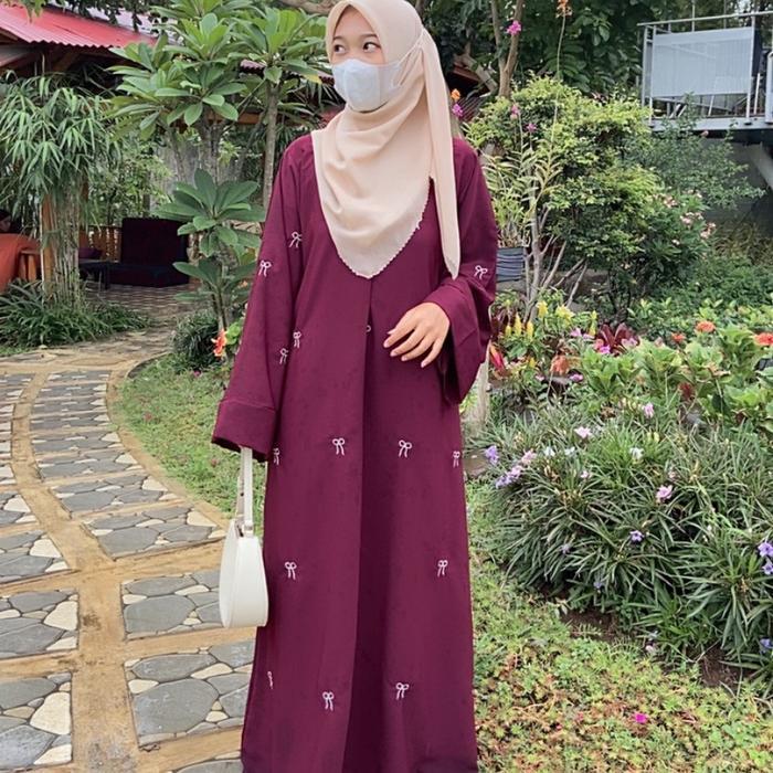 Abaya Pita Coquette Motif Bordir Abaya Hitam Simple Terbaru Arab