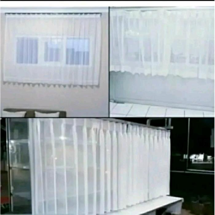 "New" vitrase gorden pendek etalase warung nasi gorden vitrase polos poil furing gordyn buplit