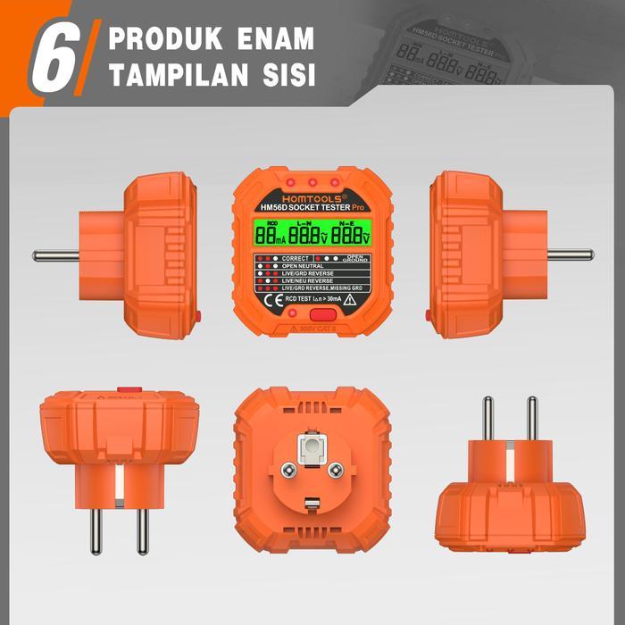 HM56D Oranye vs HT107D HitamHM56D/HT107D GFCI Socket Tester 48V-250V Earthing Tester Pencari