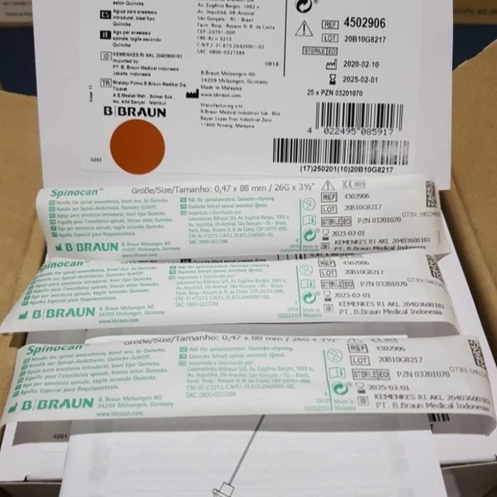 SPINOCAN 26G BBRAUN / JARUM SPINAL 26 G / NEEDLE SPINAL 26 G
