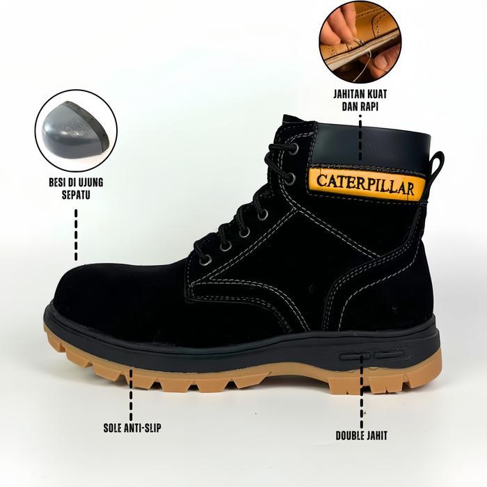"New" Sepatu Pria Safety Proyek Ujung Besi Sepatu Boots Caterpillar Sepatu Safety Kerja Lapangan