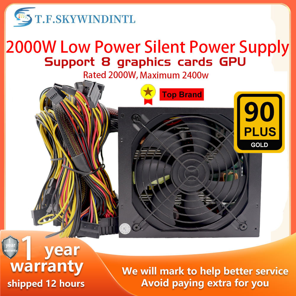 T.F.SKYWINDINTL 2000W PC Power Supply Efficient Support 8 Display Cards GPU Mining Power For BTC ETH
