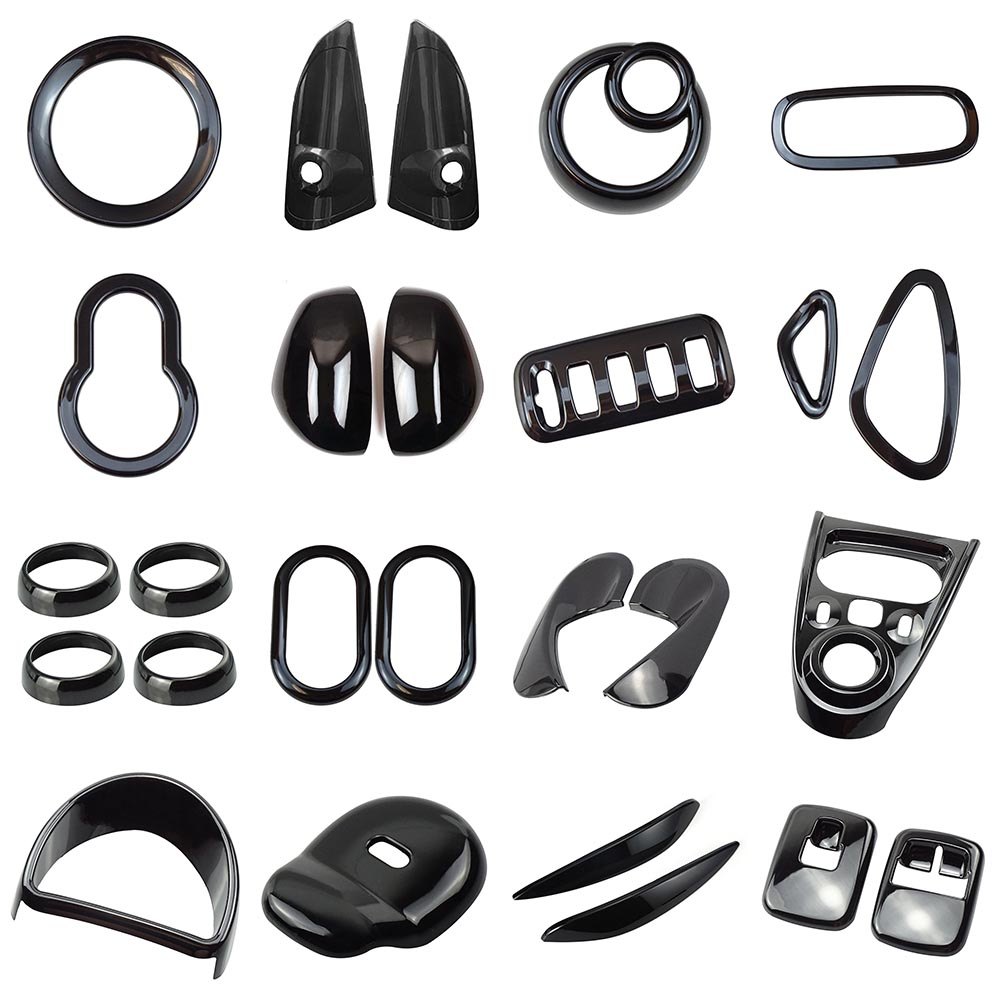 For Smart 453 Full Set Interior Gloss Black Car Dashboard Outlet Sticker Cover Gear Shift Trim For N