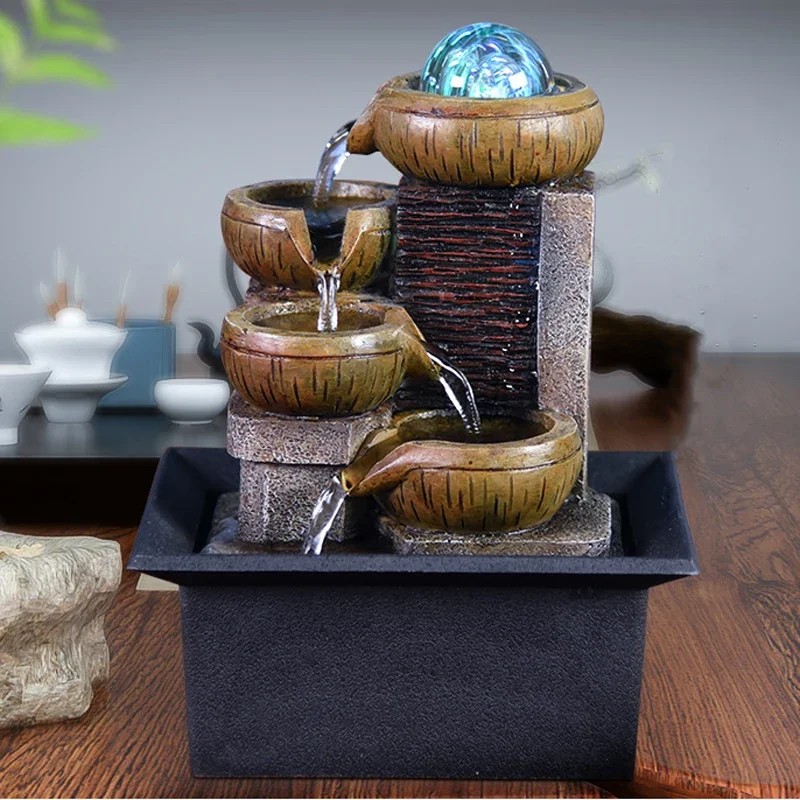 Gifts Desktop Water Fountain Portable Tabletop Waterfall Kit Soothing Relaxation Zen Meditation