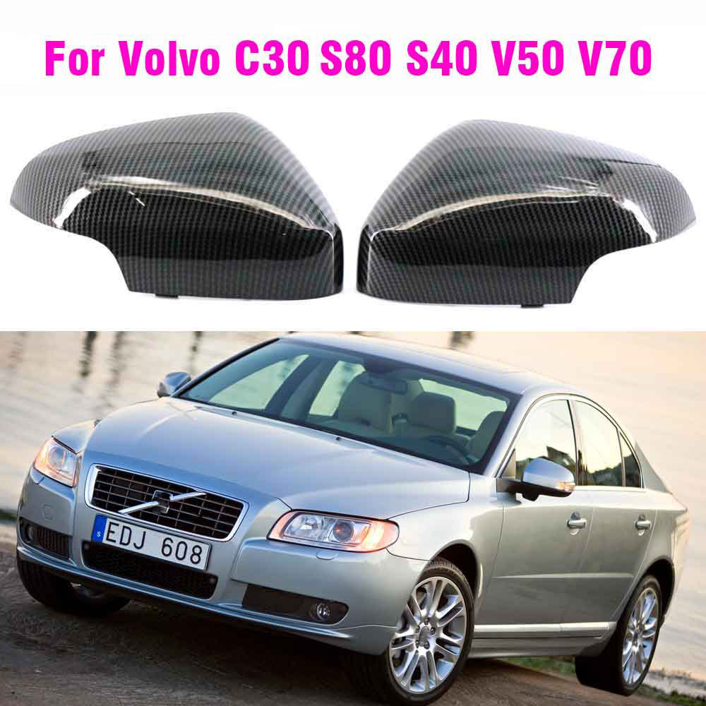 Carbon Fiber Colour Side Rearview Mirror Cover Cap For V0LV0 C30 S80 S40 V50 V70 39850573 39850593