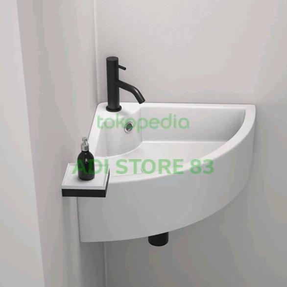 WASTAFEL CUCI TANGAN SUDUT KERAMIK MODERN/WASTAFEL GANTUNG KOMPLIT