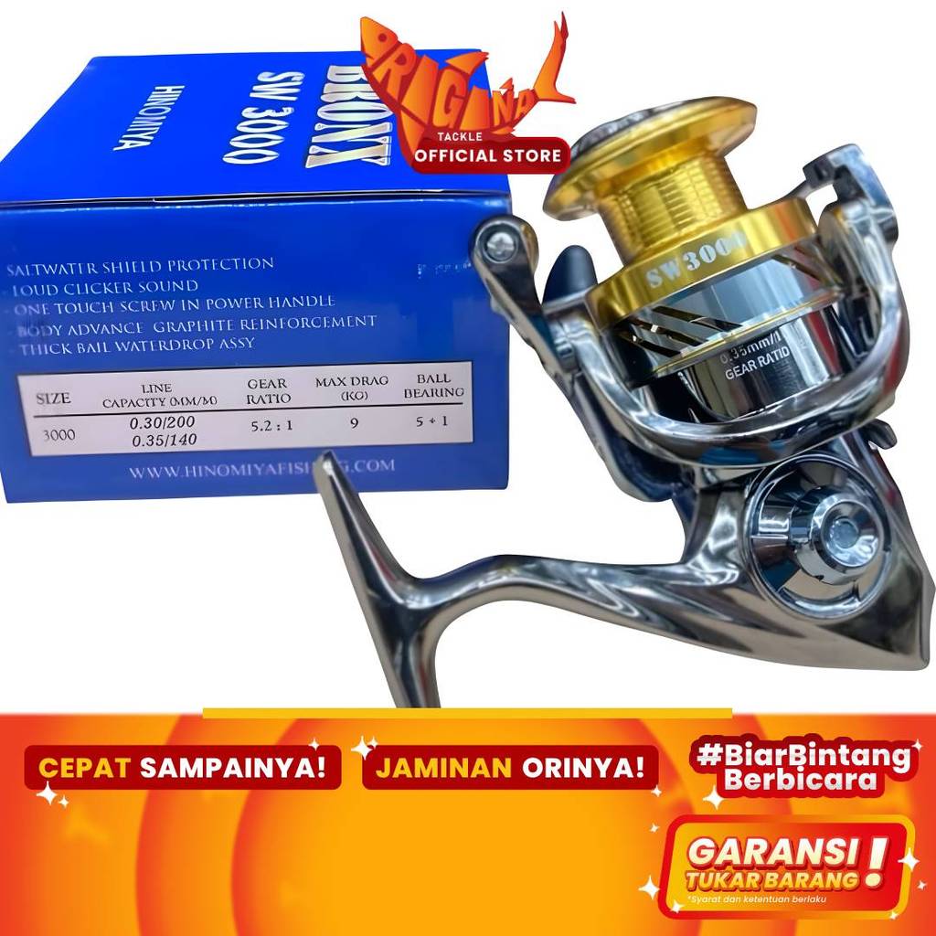 Reel Pancing Spinning Hinomiya Bronx SW Graphite 3000 2000 4000 6000