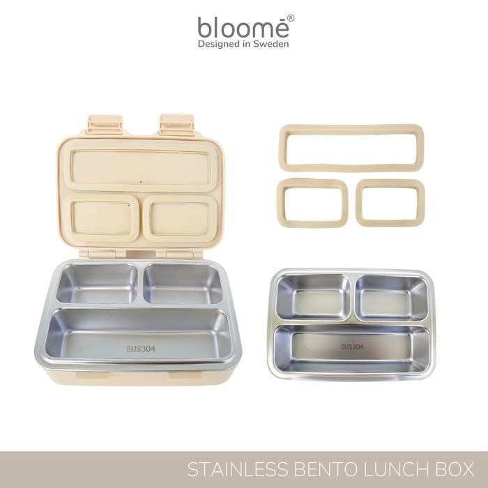 Bloome Stainless Bento Lunch Box- Kotak Bekal Makan Premium Sekat 3 - Anti Tumpah / Anti Campur