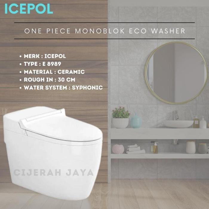 KLOSET DUDUK ICEPOL IC 8989 / MONOBLOK ONEPIECE IC8989 CLOSET DUDUK KODOK PUTIH SEMODEL TOTO - BANDU
