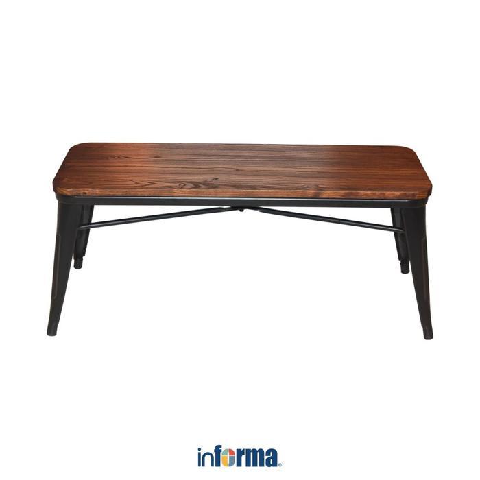 Informa London Elm Kursi Teras Tanpa Sandaran - Hitam Bangku Santai Panjang Kebun Cafe Bangku