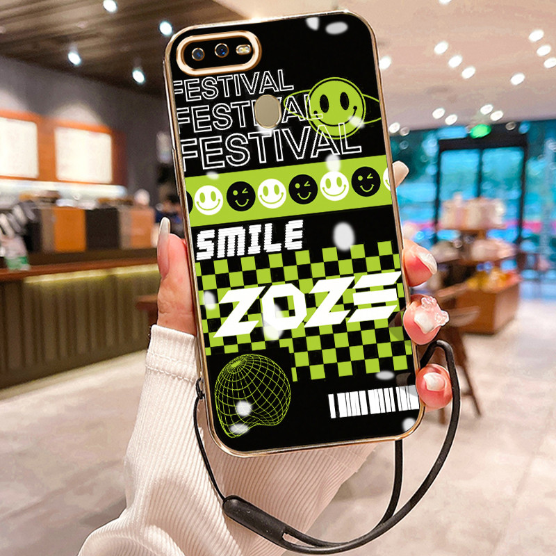 Casing Hp Untuk OPPO A7 A5s A12 A12s A11k Case Orang trendi Hijau neon Penyepuhan Cesing silikon Kas