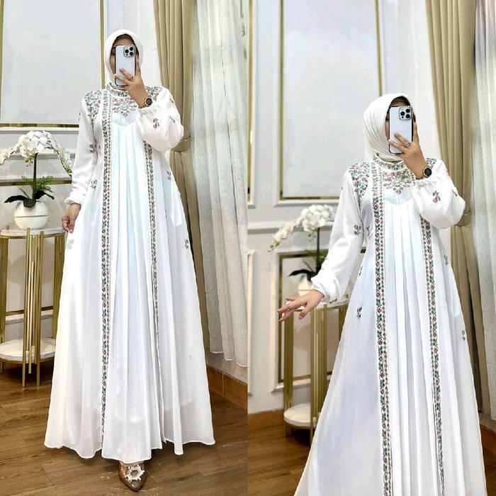 zeni GAMIS ZENIA SET HIJAB SERUTY MIX BORDIR /DRESS KEKINIAN SERUTY TERLARIS
