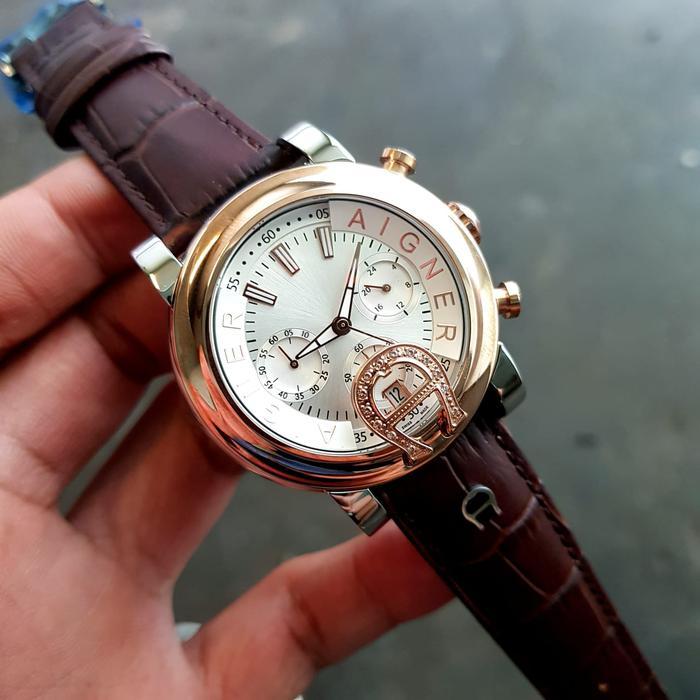 Jam Tangan Wanita Aigner Bari Donna A37200 Strap Leather Black/Brown