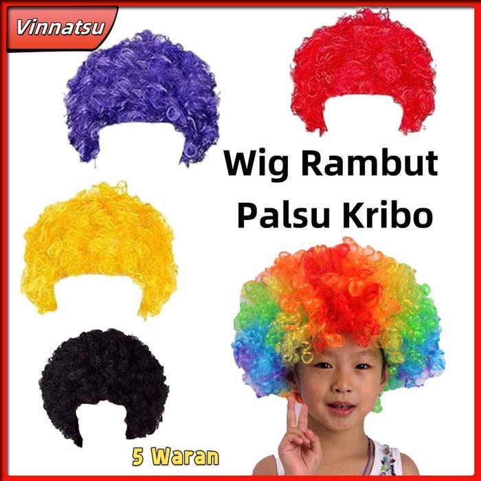 Wig Kribo Keriting Wig Rainbow Party Warna Warni Wig Rambut Palsu Kribo Wig Cosplay Rambut Palsu