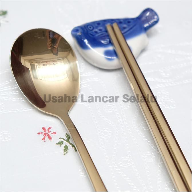SUJEO sendok sumpit ASLI KOREA stainless steel [GOLD]