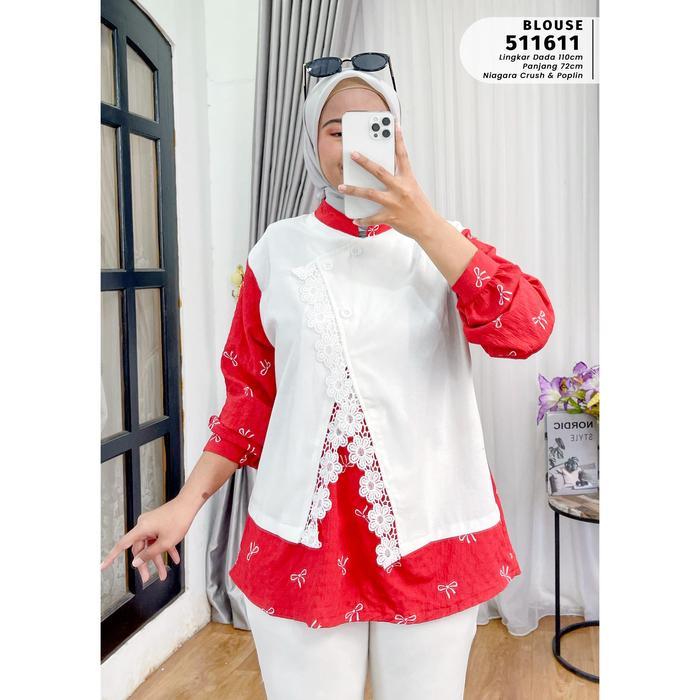 "New" EXTU HERITAGE - Chery Blouse Wanita Motif Elegan Busui Friendly Bahan Niagara Crush & Poplin