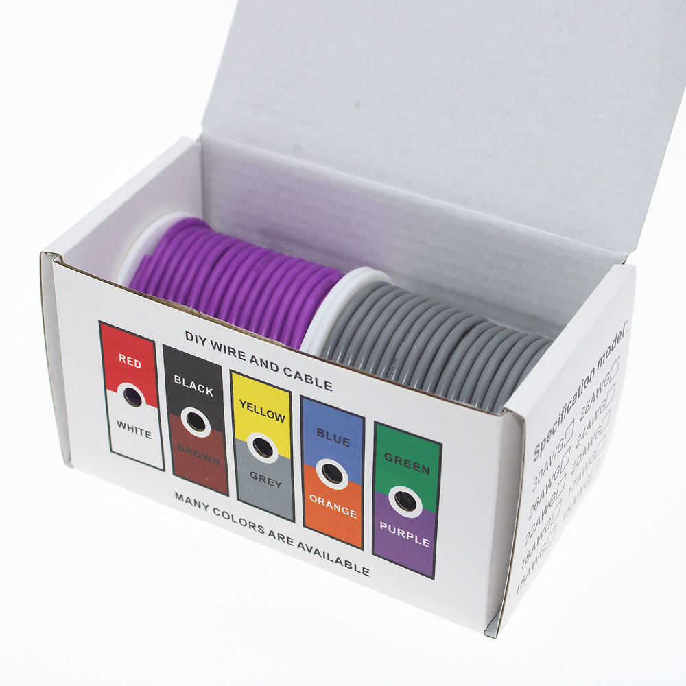 High quality DIY color boxed silicone flexible wire 12AWG 14AWG 16AWG 18AWG 20AWG 22AWG 24AWG 26AWG