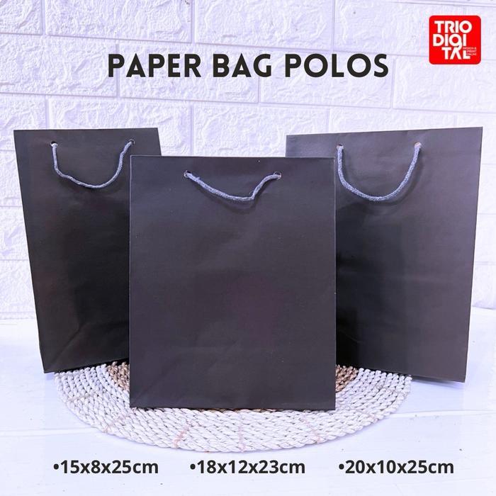 ( Isi 12pcs) Paperbag Hitam Polos Tas kertas Tas Songgong Tas Hajatan