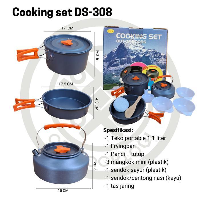 alat masak gunung ds 308 alat masak camping nesting set