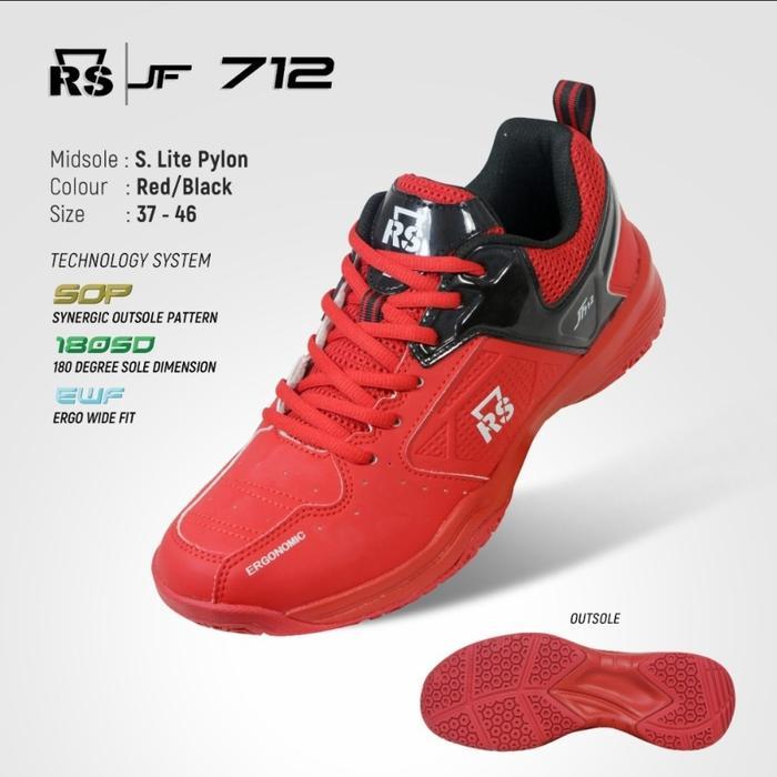 Hot Sale Sepatu Bulutangkis Rs Jeffer 712 Jf 712 Red Badminton Shoes Rs