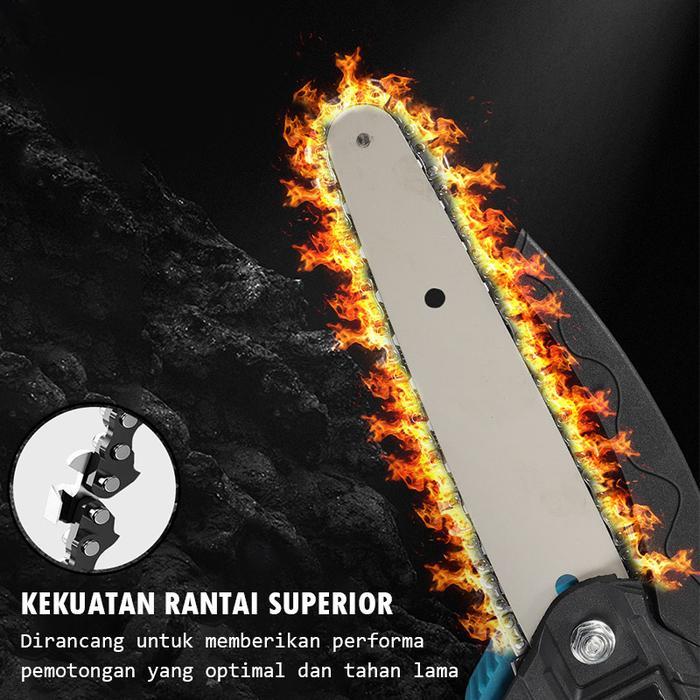 ELITEINDO Mesin Gergaji Listrik Baterai Mini Pemotong Kayu Serbaguna Cordless Chainsaw G10E1